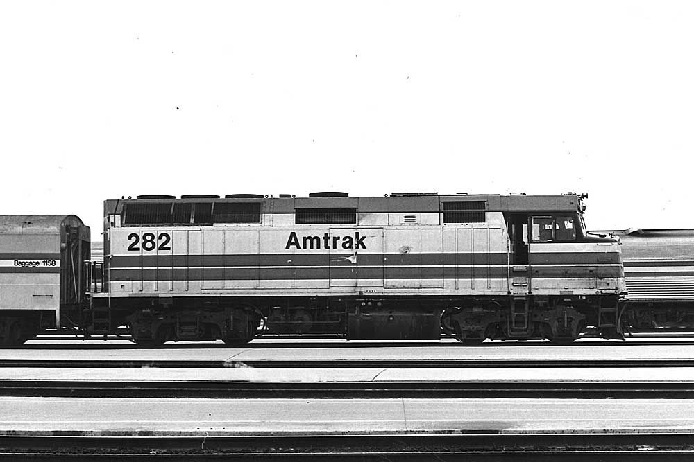 Diesel locomotive in yard