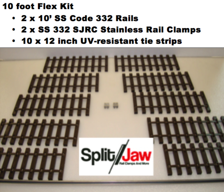pieces of track and rail clamps