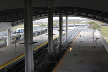 new passenger station platforms and train tracks
