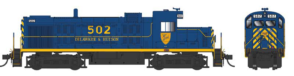 Alco RS3-M chop nose: an image of a blue model locomotive