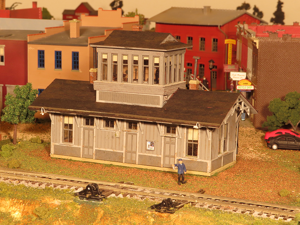 Structure on a model train layout