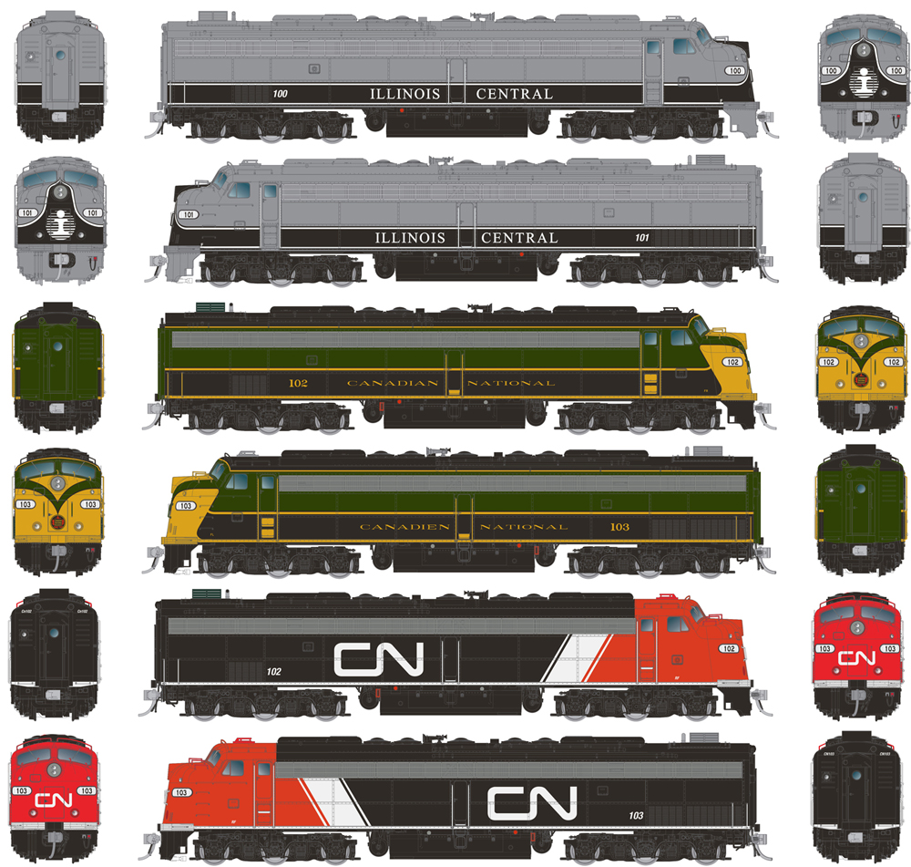 An image of various model locomotives.