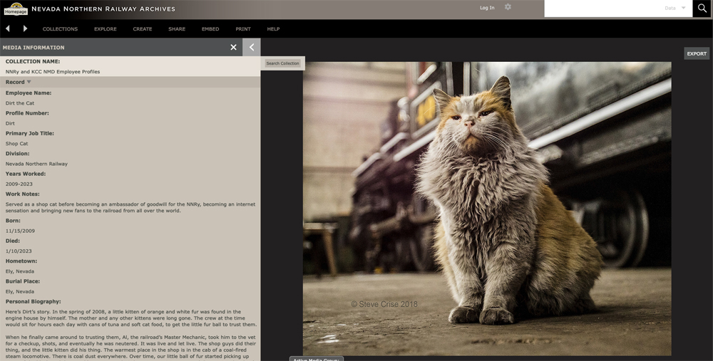 screen shot of archive