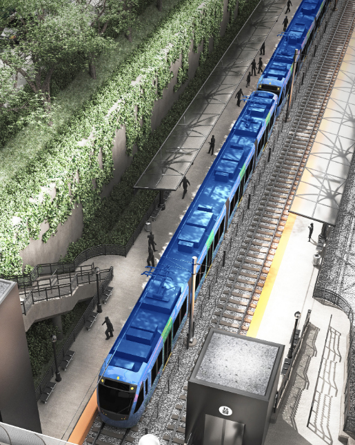 Illustration of light rail station