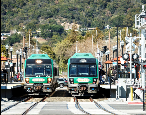 Two DMU trainsets meet