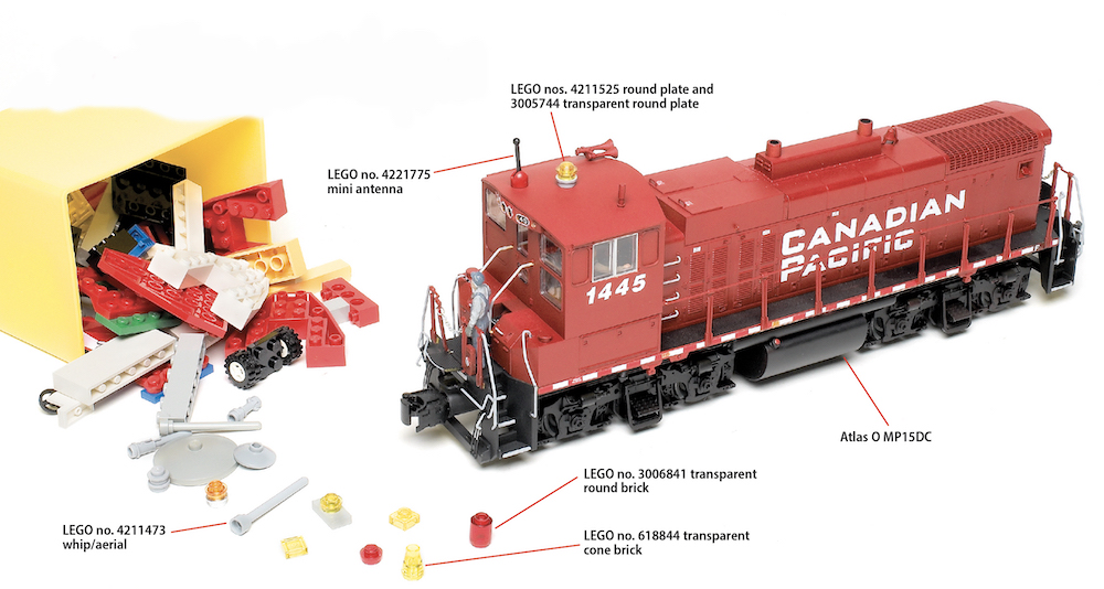 O scale diesel switcher with LEGO parts.