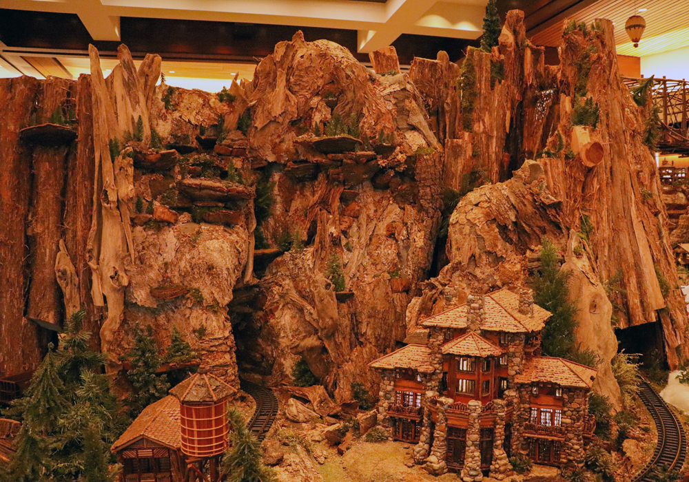 A rocky mountain model railroad scene