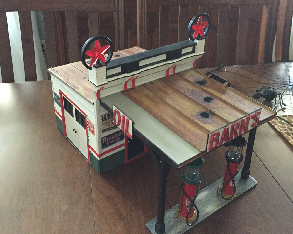 model Texaco gas station on a table