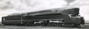 Large streamlined steam locomotive
