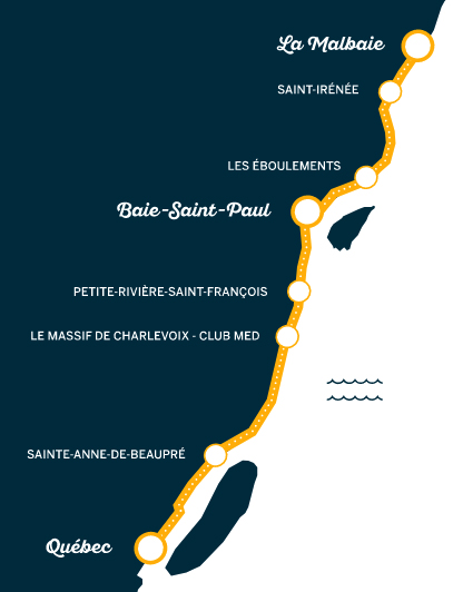Map of Train de Charlevoix route