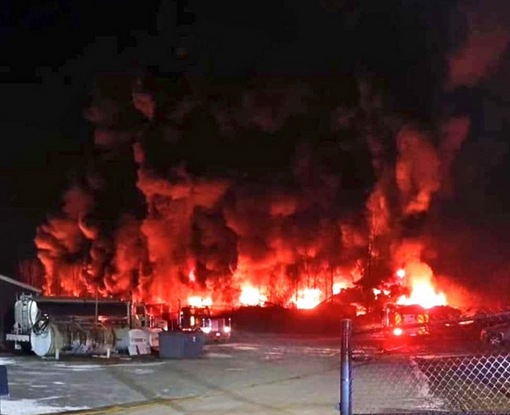 Large fire as seen from a distance