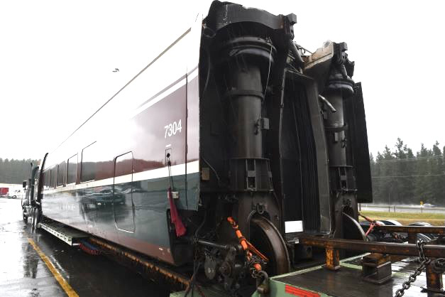 Talgo passenger car on truck