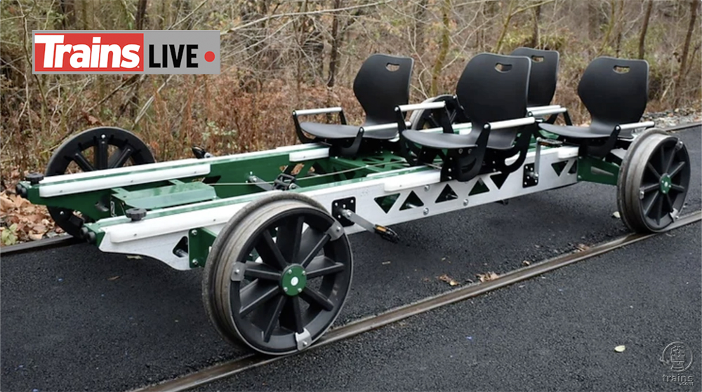 railcycle vehicle on train track