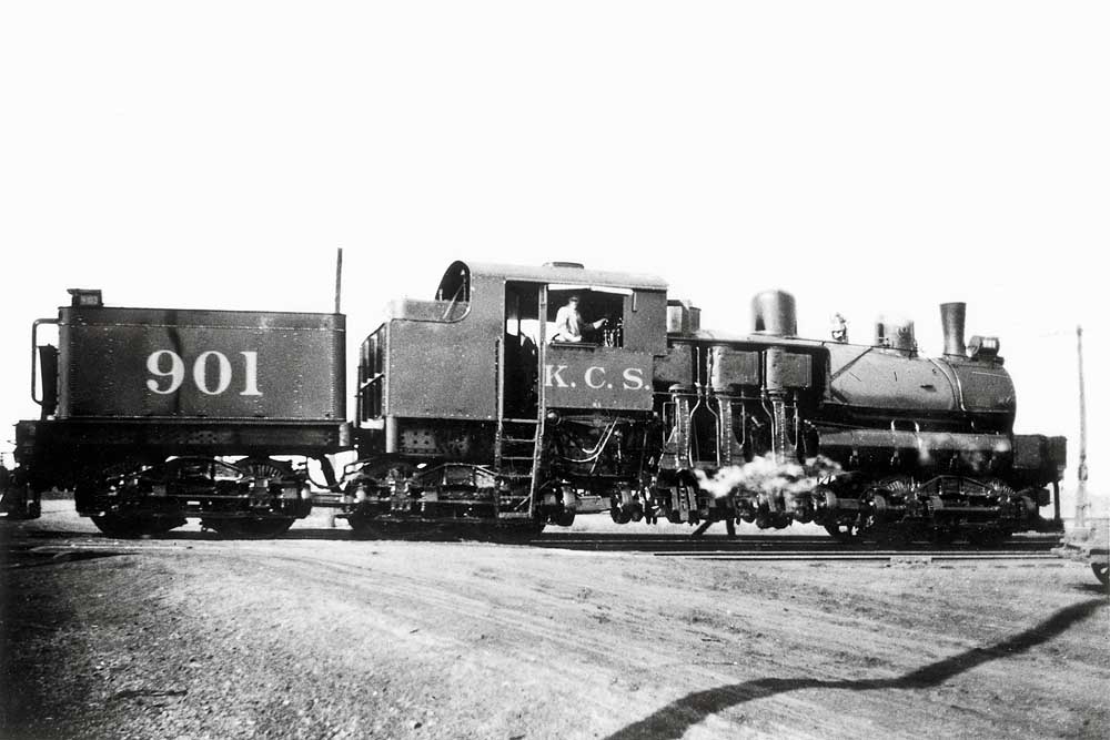 One of two Kansas City Southern Shay locomotives with a train