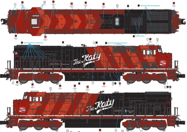 Lionel paint schematic for RBP Trains and Trainworld locomotive