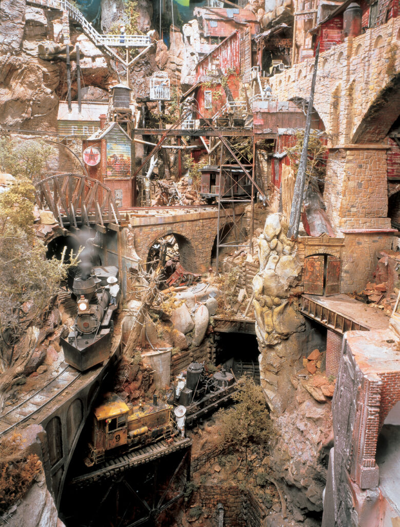Color photo of large scale model railroad