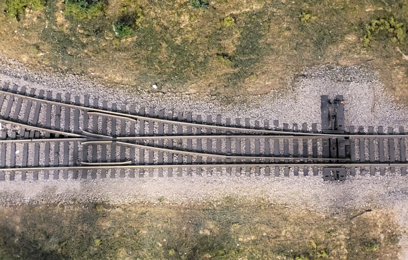 Track type and uses: An image of a model railroad turnout