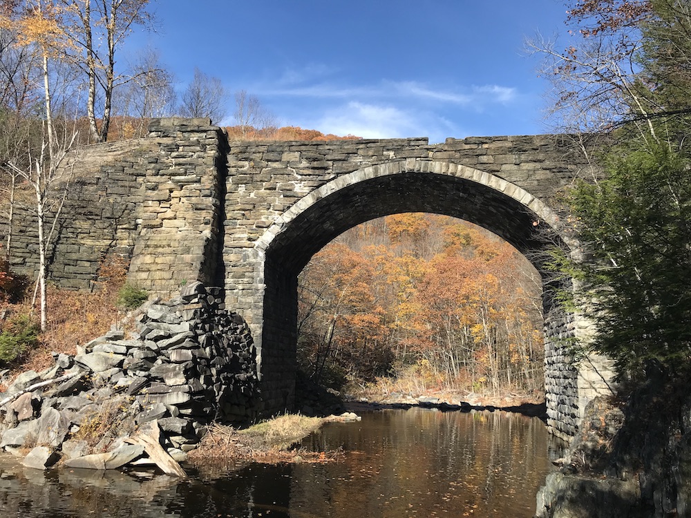 Abandoned stone arch bridge over the Westfield River