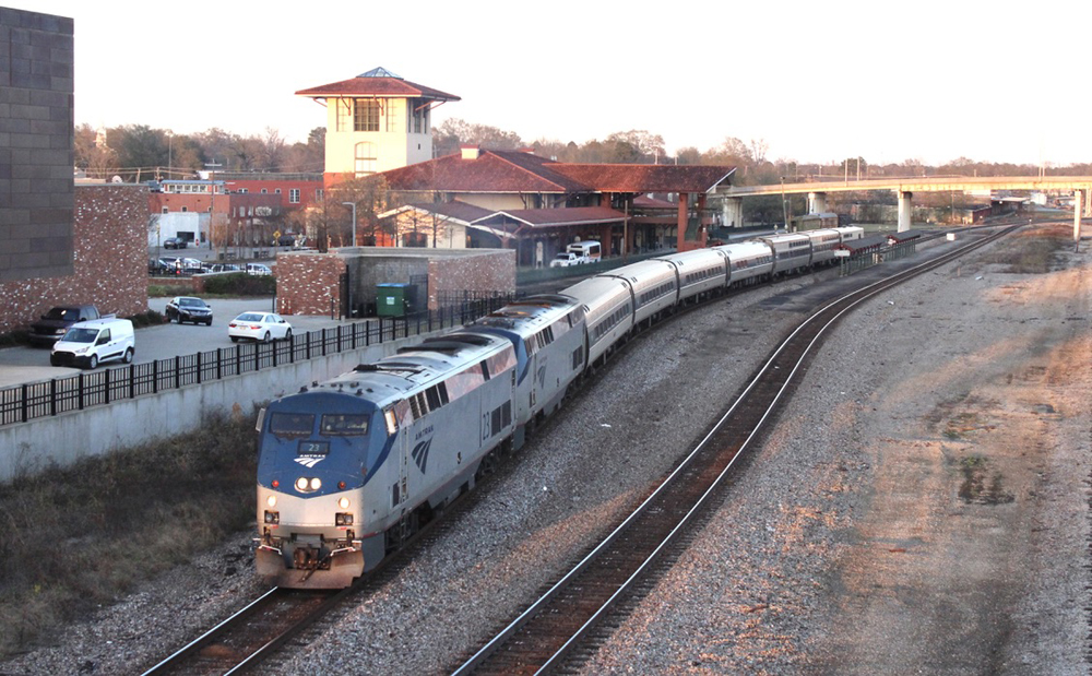 Amtrak train at station