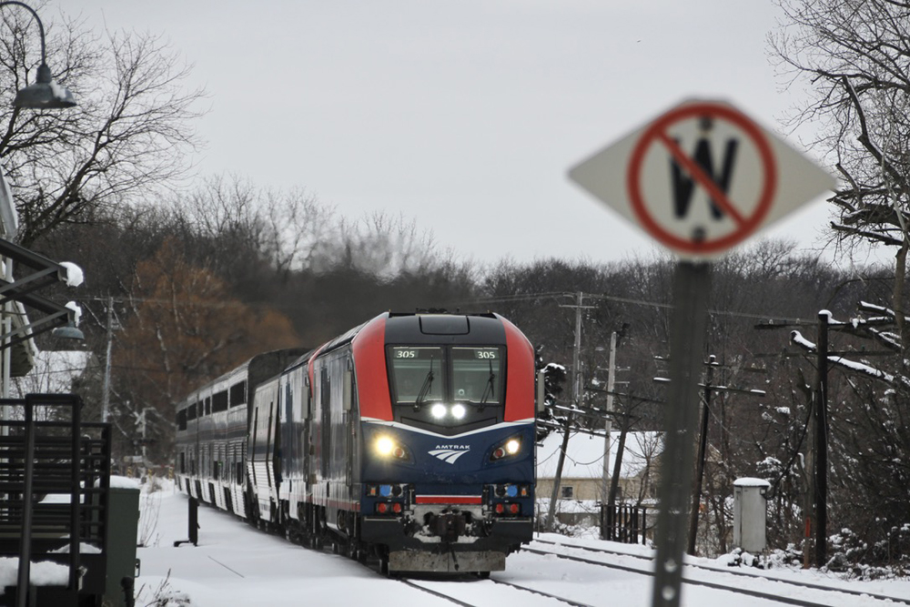 Passenger train in snow