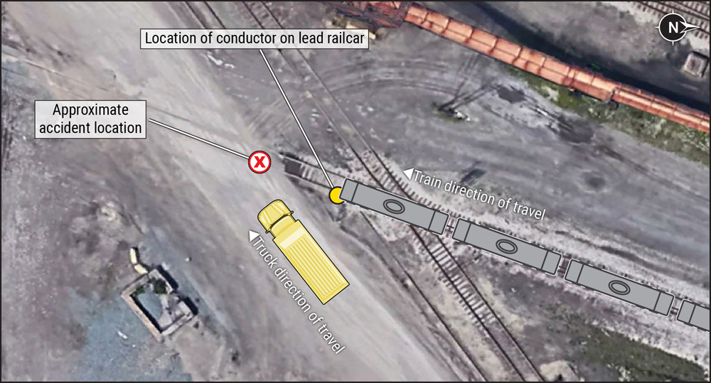 Diagram of grade-crossing accident