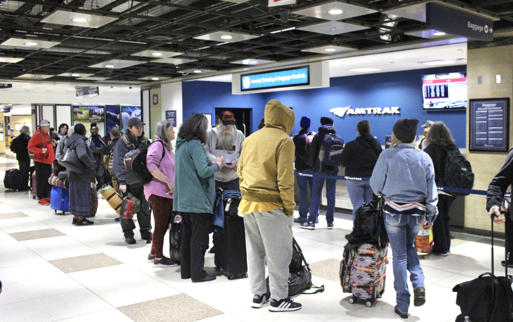 People waiting in line at Chicago Union Station