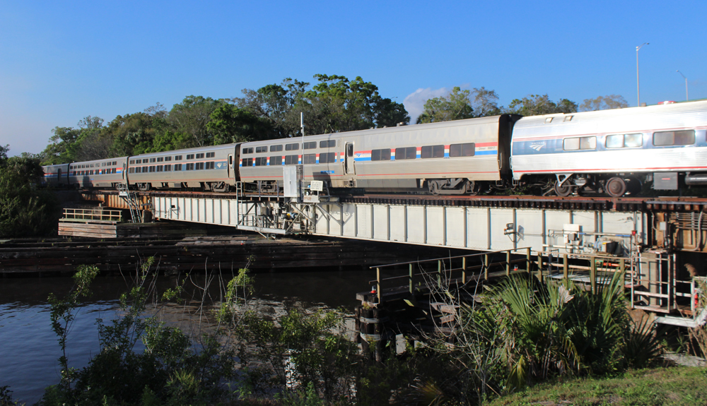 Passenger cars on bridge