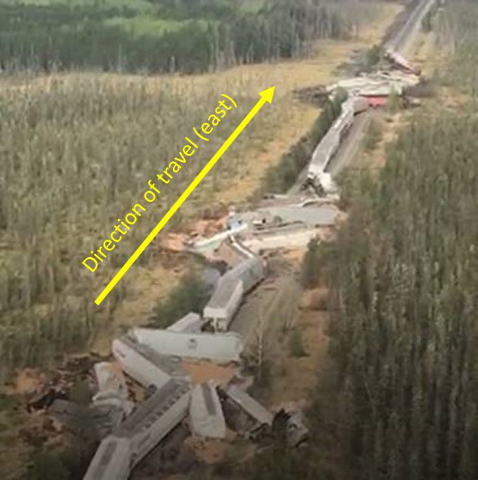 Aerial photograph of derailment