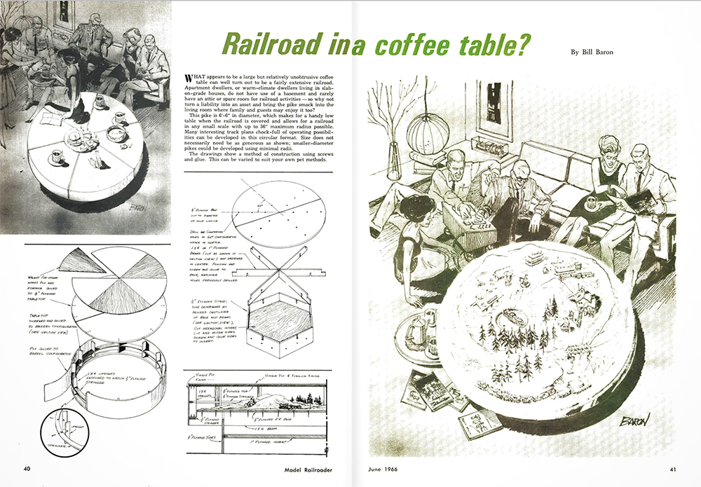 Magazine page layout featuring illustrations for a furniture construction project with a block of text
