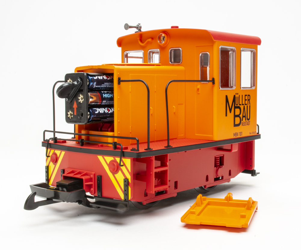 Color photo of locomotive with radiator section removed.