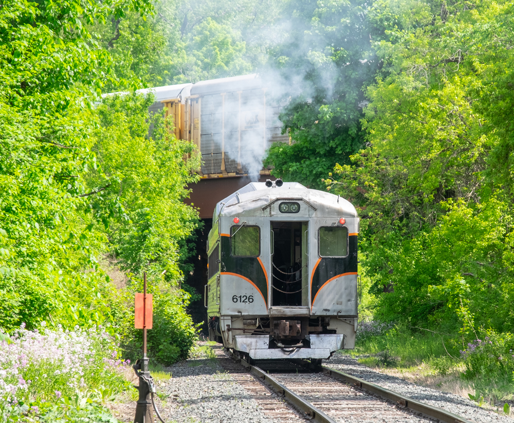 silver with red and black train