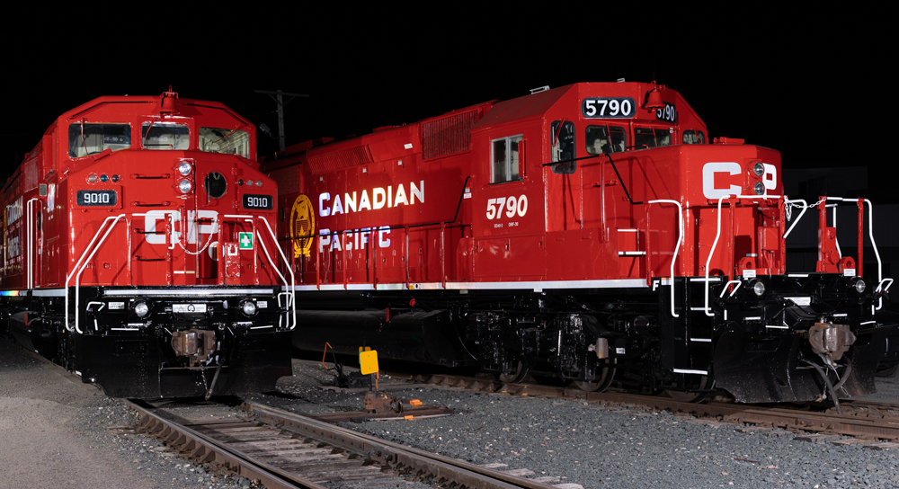 red and white locomotives