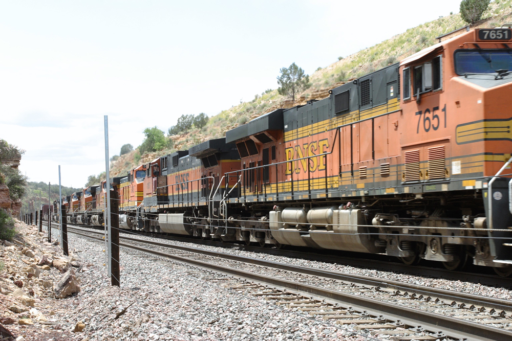 train going past a rockslide detector