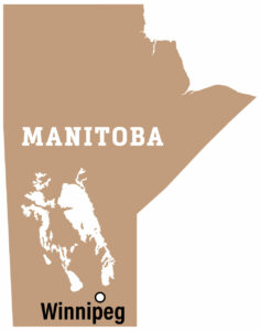 Map-Manitoba, Canada with Winnipeg highlighted 