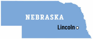 Map-Nebraska with Lincoln highlighted