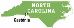 Map-North Carolina with Gastonia highlighted