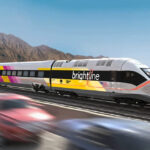 Illustration of high-speed Brightline West train