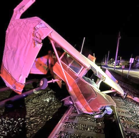 Single-engine aircraft crashed on railroad track
