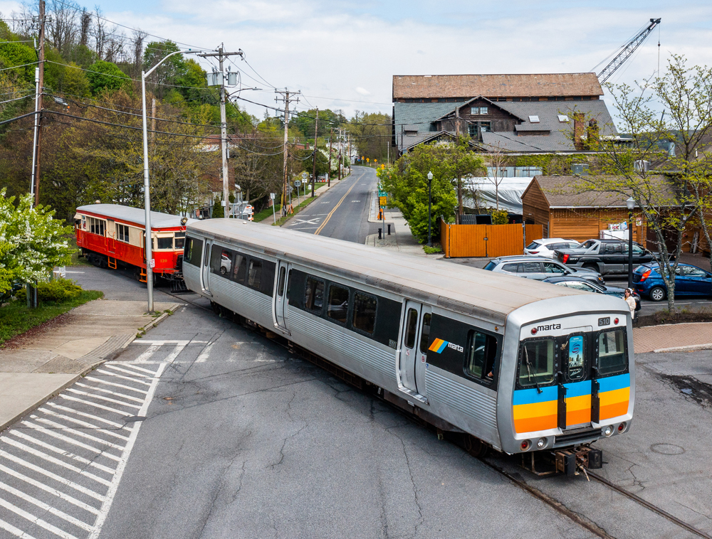 Brill car moves MARTA car across roadway