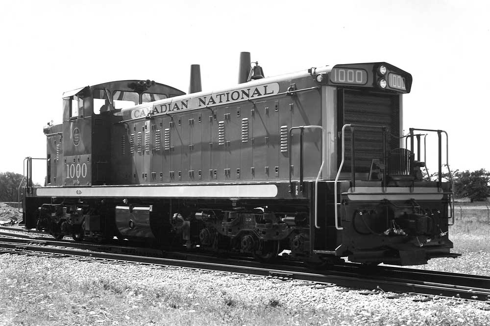 GMD1 diesel locomotive in black-and-white