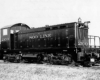Black-and-white Soo Line diesel locomotive