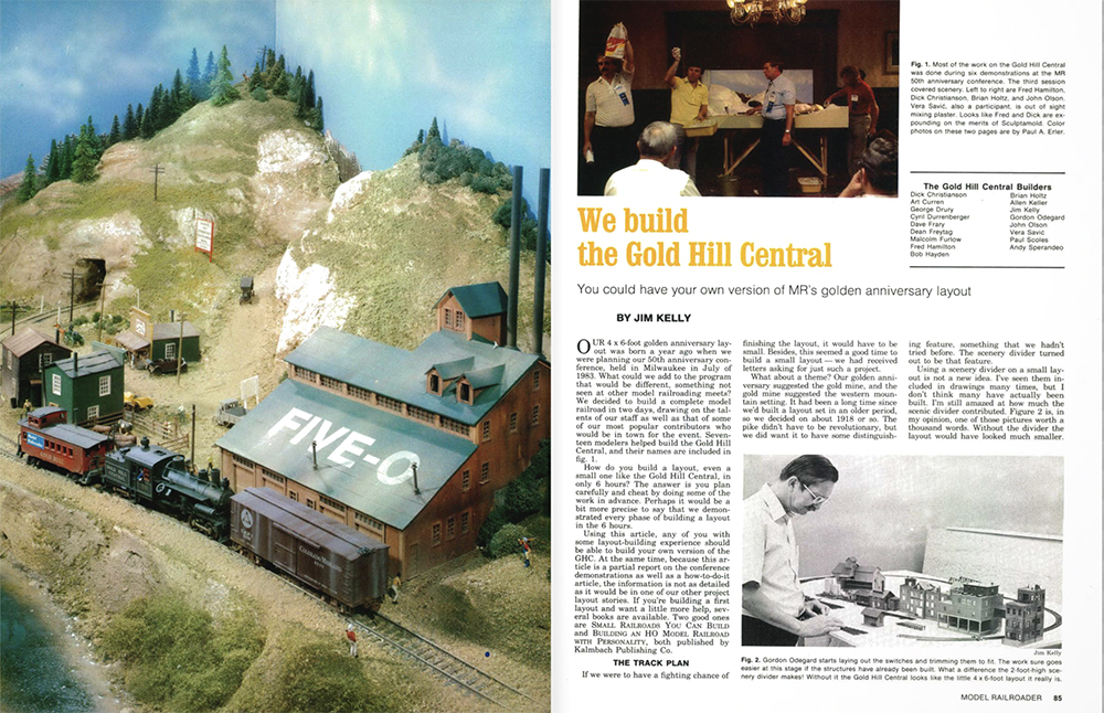 Magazine page layout showing two color and one black and white photographs and one page of text on white background.