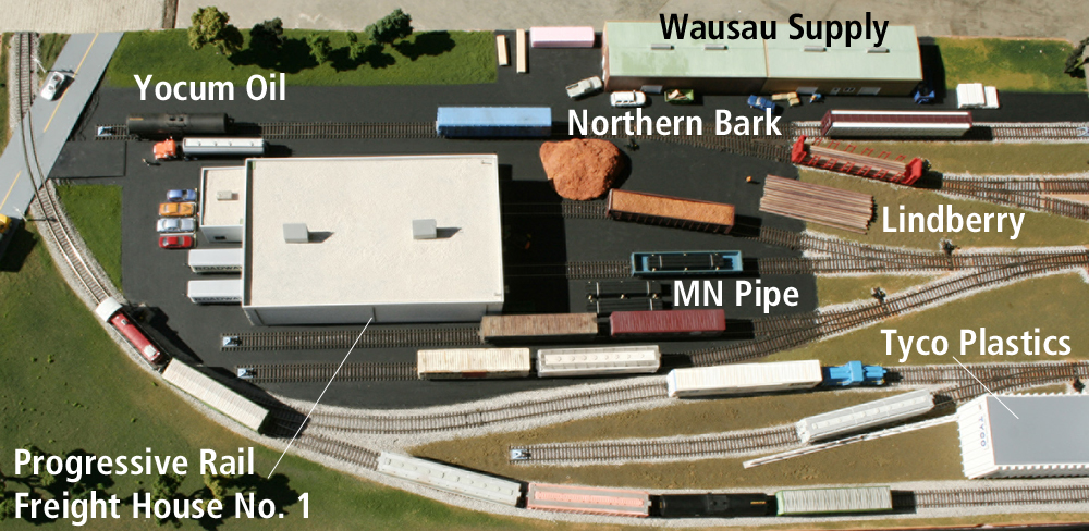 Color overhead photo of HO scale layout.