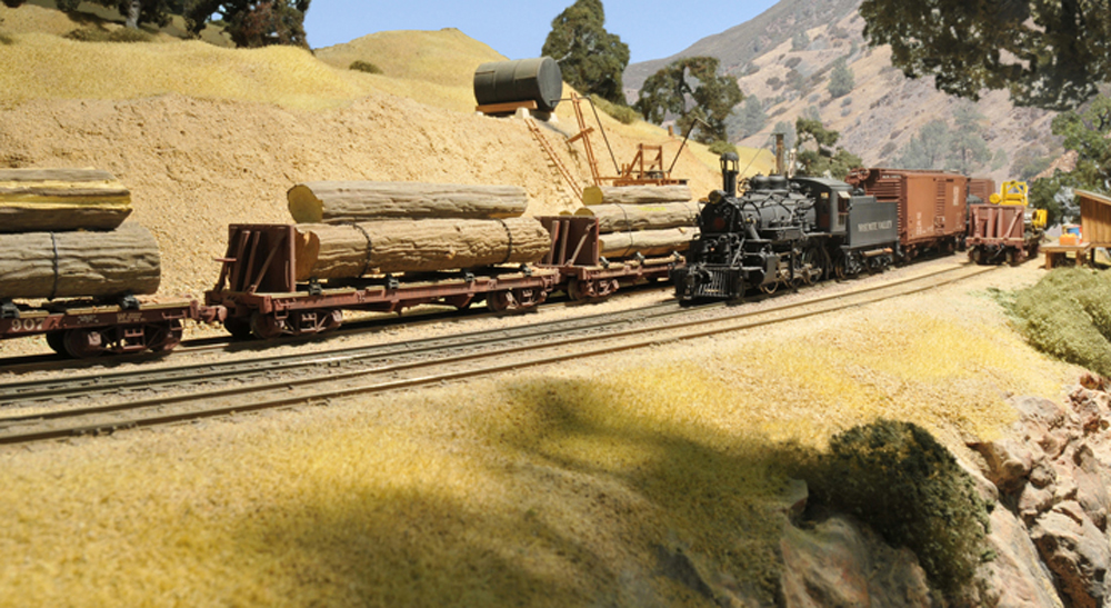 two model trains on a layout
