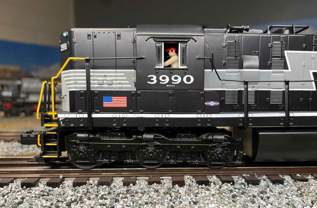 MTH Premier SD24 side view of cab with crew figure