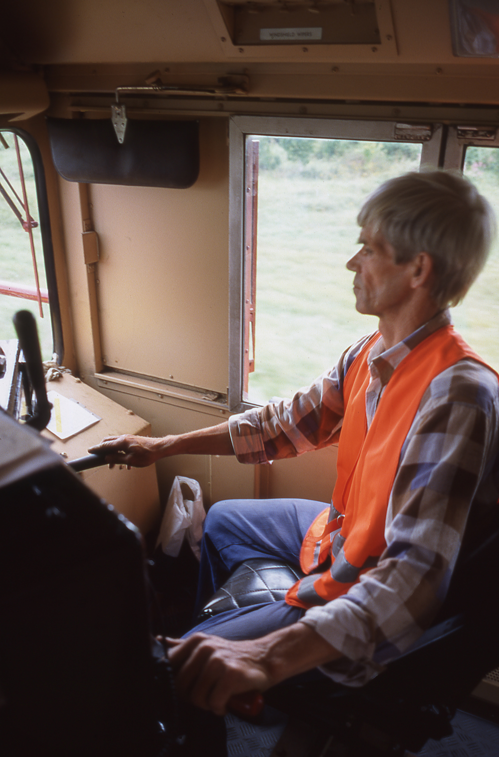 man operating train