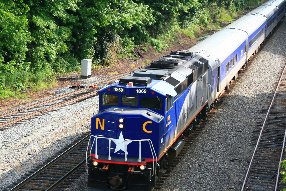 blue and white train