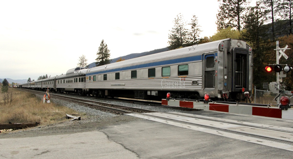 Unoccupied sleeping car at end of passenger train