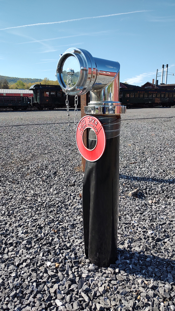 Pipe for fire suppression system in lot by railyard