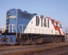 Red-white-and-blue Bicentennial diesel locomotive